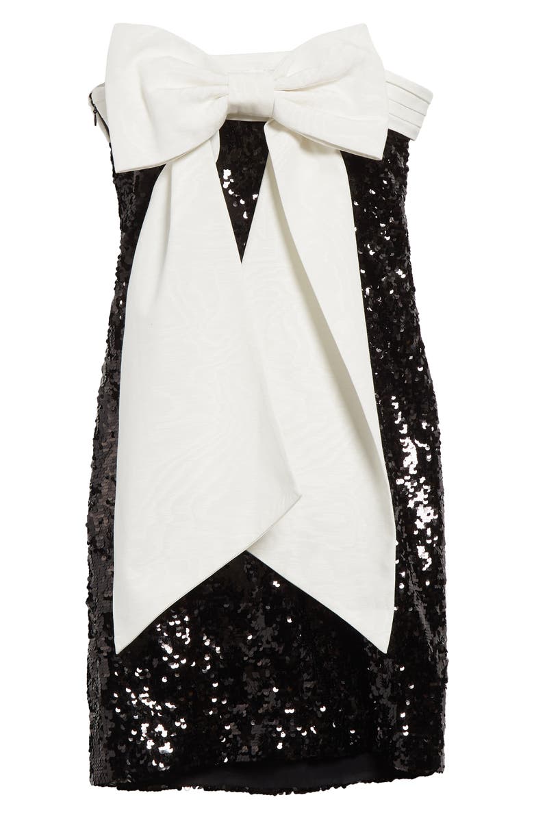 Alice + Olivia Sibella Sequin Bow Dress, Alternate, color, Black/ Off White