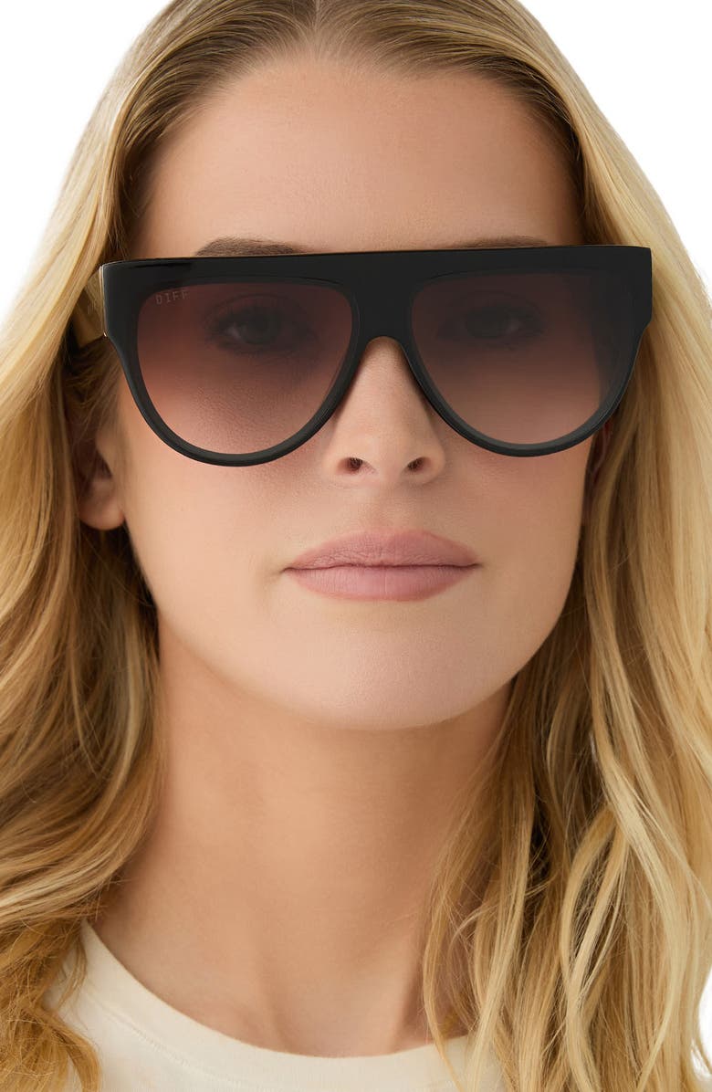 DIFF Georgie 61mm Gradient Square Sunglasses, Alternate, color, Black / Brown Gradient