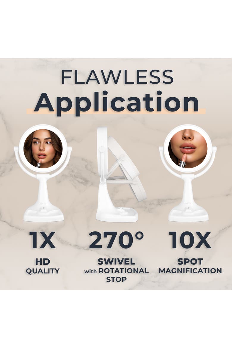 Max Bright Lighted Makeup Mirror with 10X/1X Magnification & Storage Tray, Alternate, color, White