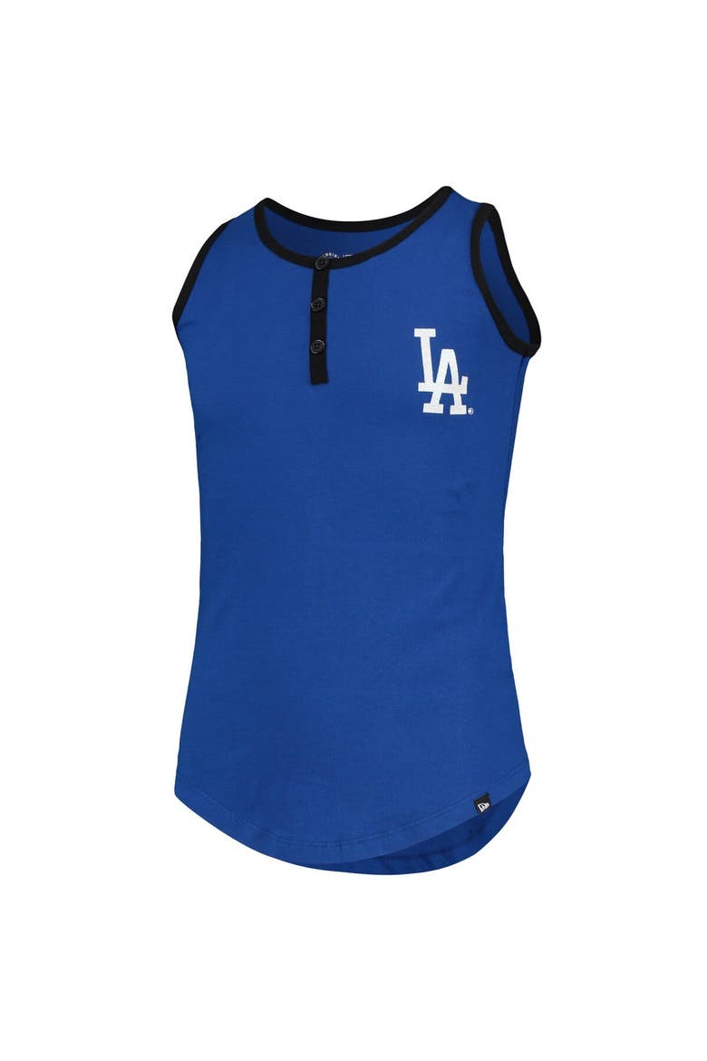 Girls Youth New Era Royal Los Angeles Dodgers Henley Tank Top, Alternate, color, Royal