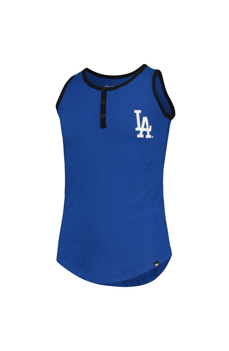 New Era Girls Youth New Era Royal Los Angeles Dodgers Henley Tank Top, Alternate, color, 
