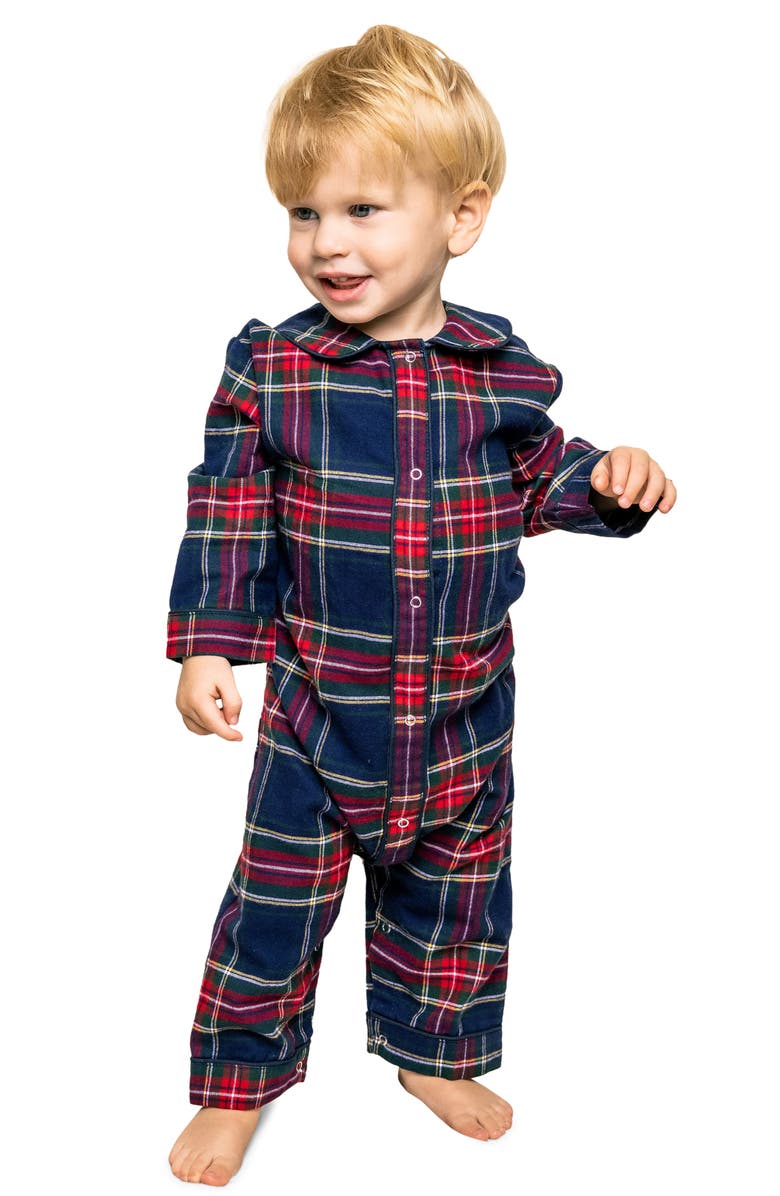 Petite Plume Cambridge Plaid Flannel Romper, Alternate, color, 