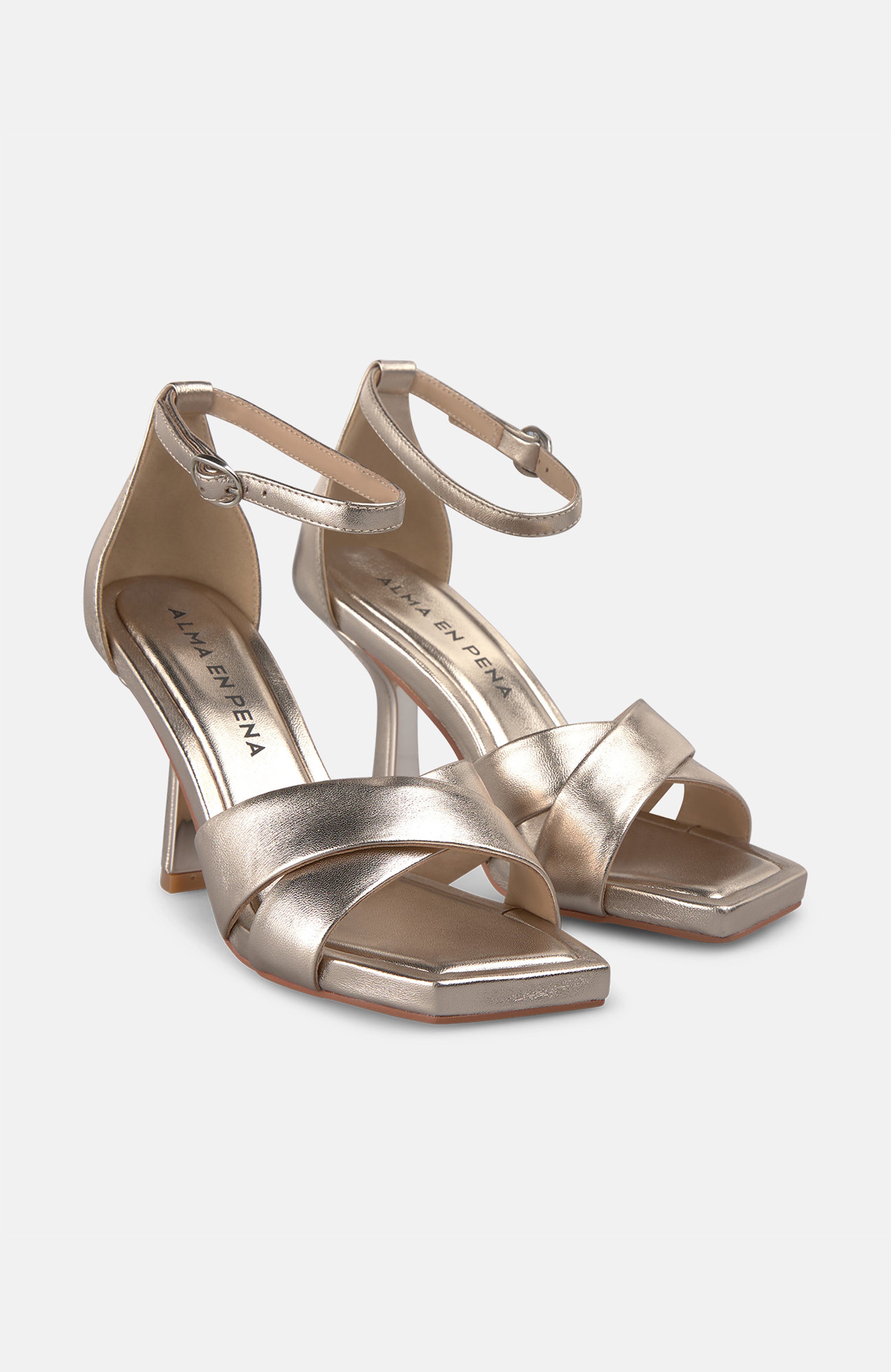 Crossed Strap Heel Sandal, Alternate, color, Bronze