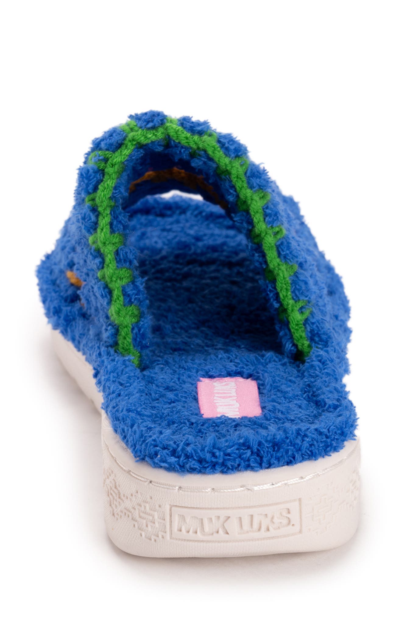 MUK LUKS Cloud Ribbed Terry Double Strap Slide Slipper, Alternate, color, Blue