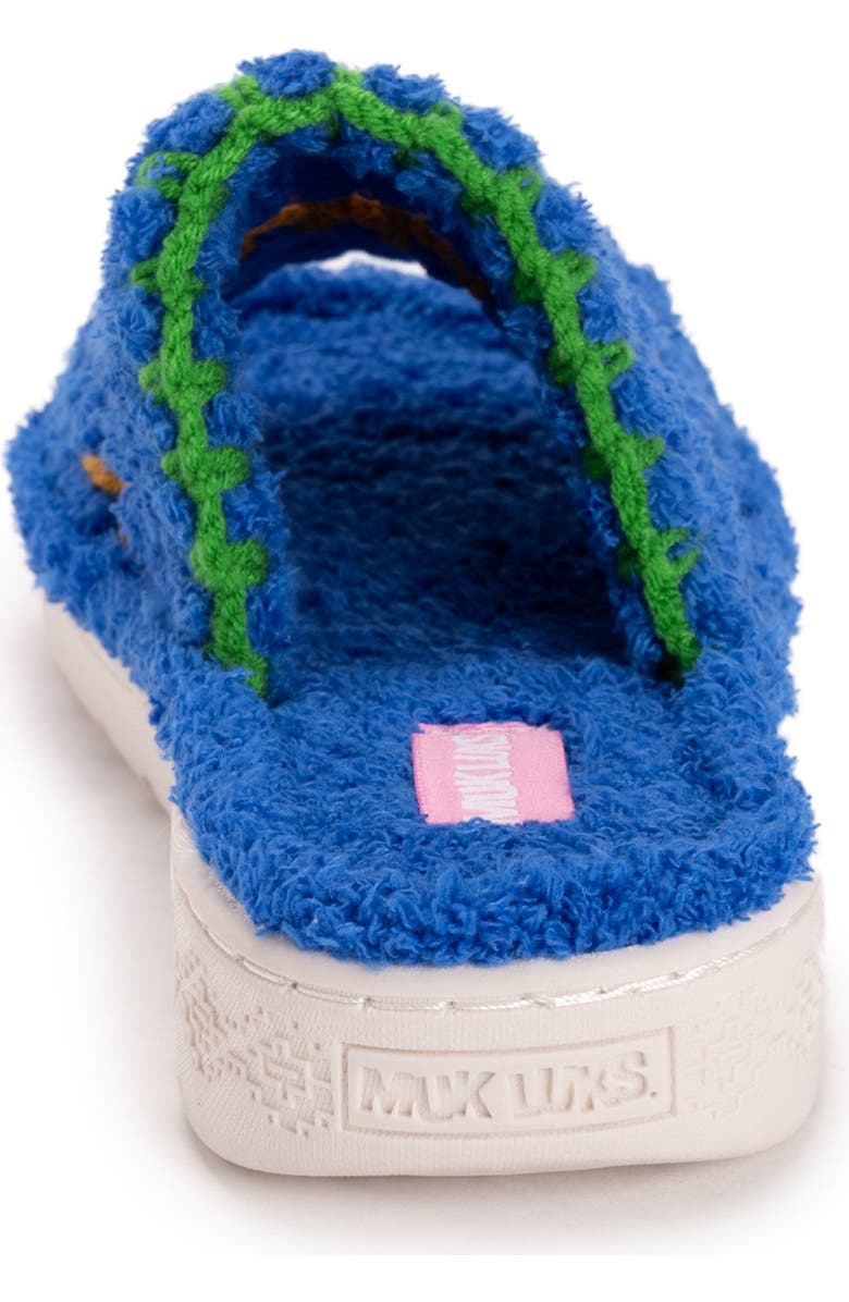 MUK LUKS Cloud Ribbed Terry Double Strap Slide Slipper, Alternate, color, Blue