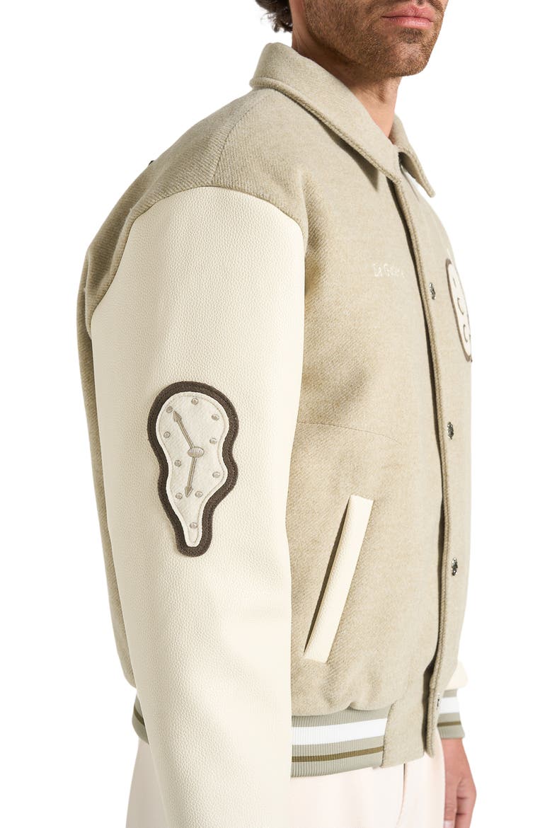 Le Galerie Varsity Jacket, Alternate, color, Sage