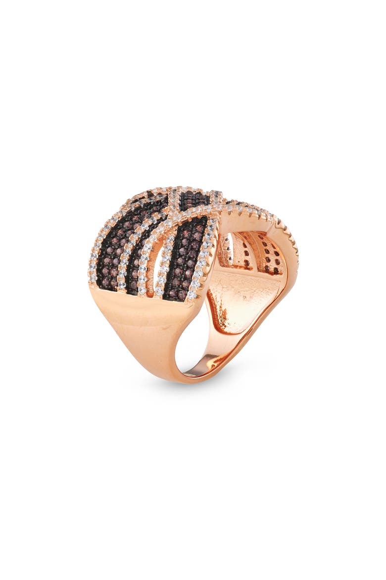 Black & White Pavé Cubic Zirconia Cocktail Ring, Alternate, color, PINK