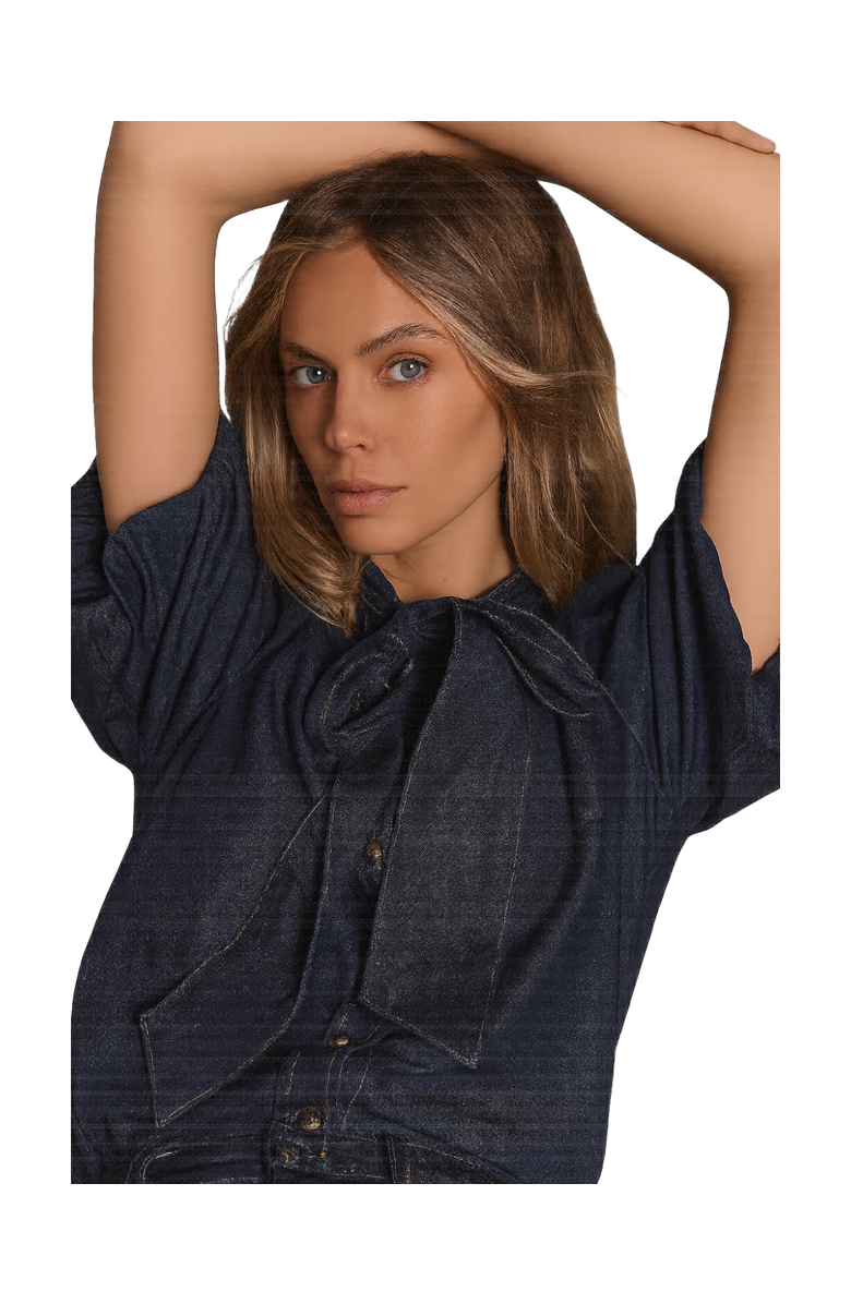 MINT VELVET Puff Sleeve Denim Shirt, Alternate, color, Navy