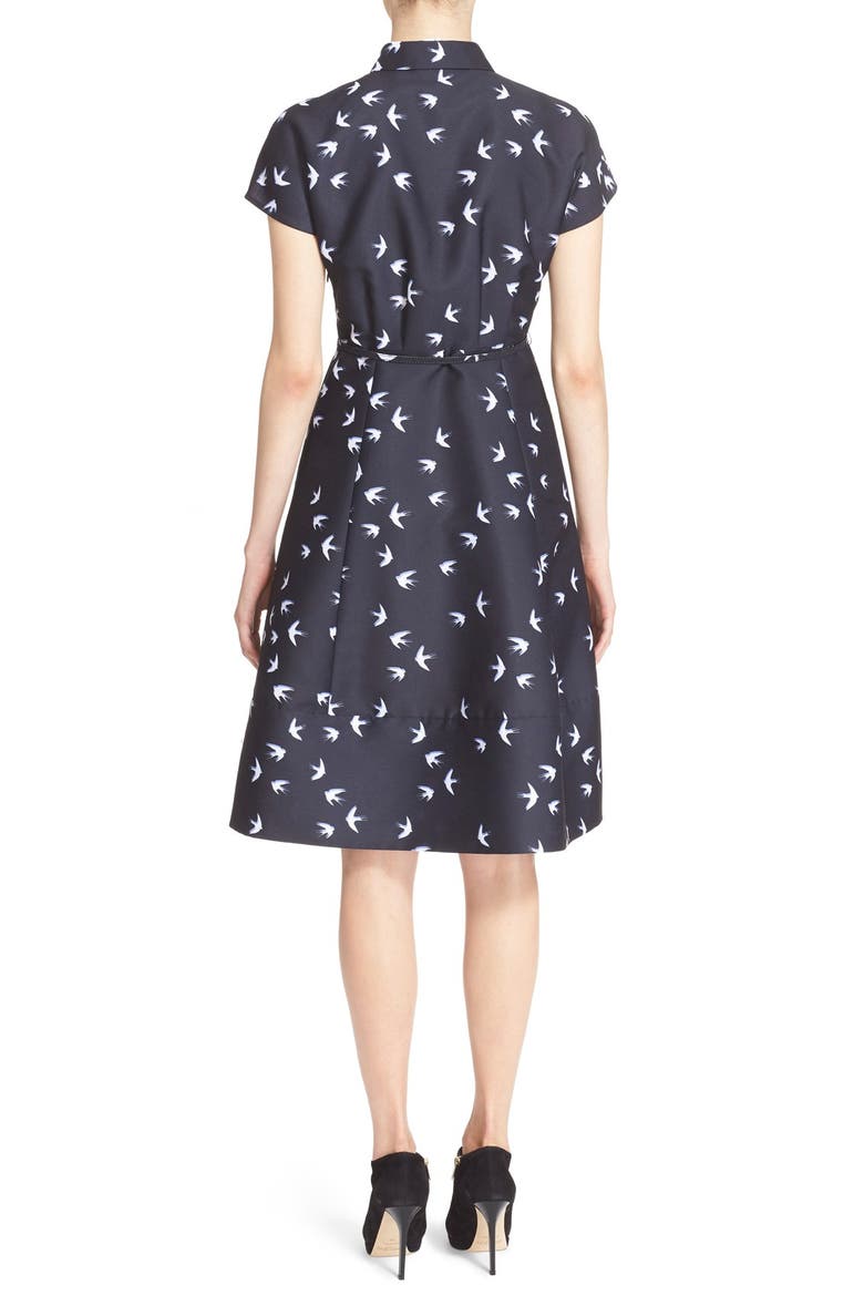 swallow print shirtdress, Alternate, color, RICH NAVY