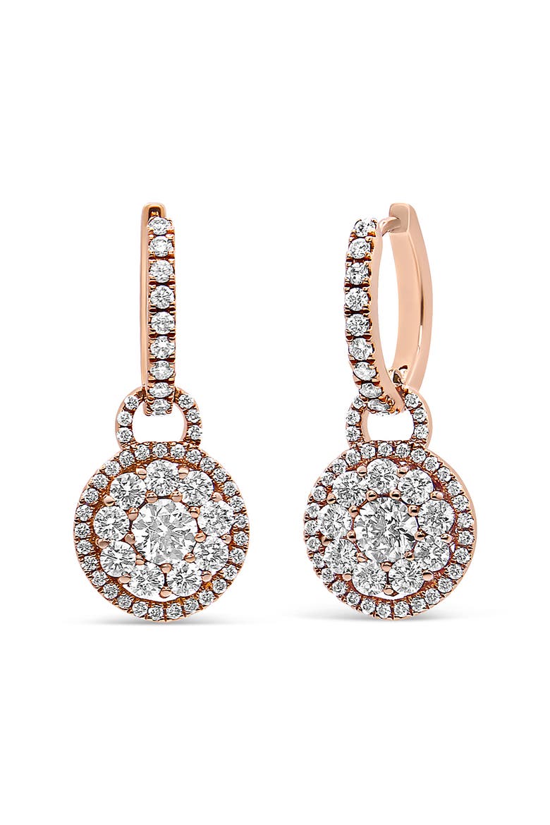 18K Rose Gold 1 1/2 Cttw Diamond Composite Dangle Earrings, Alternate, color, Pink
