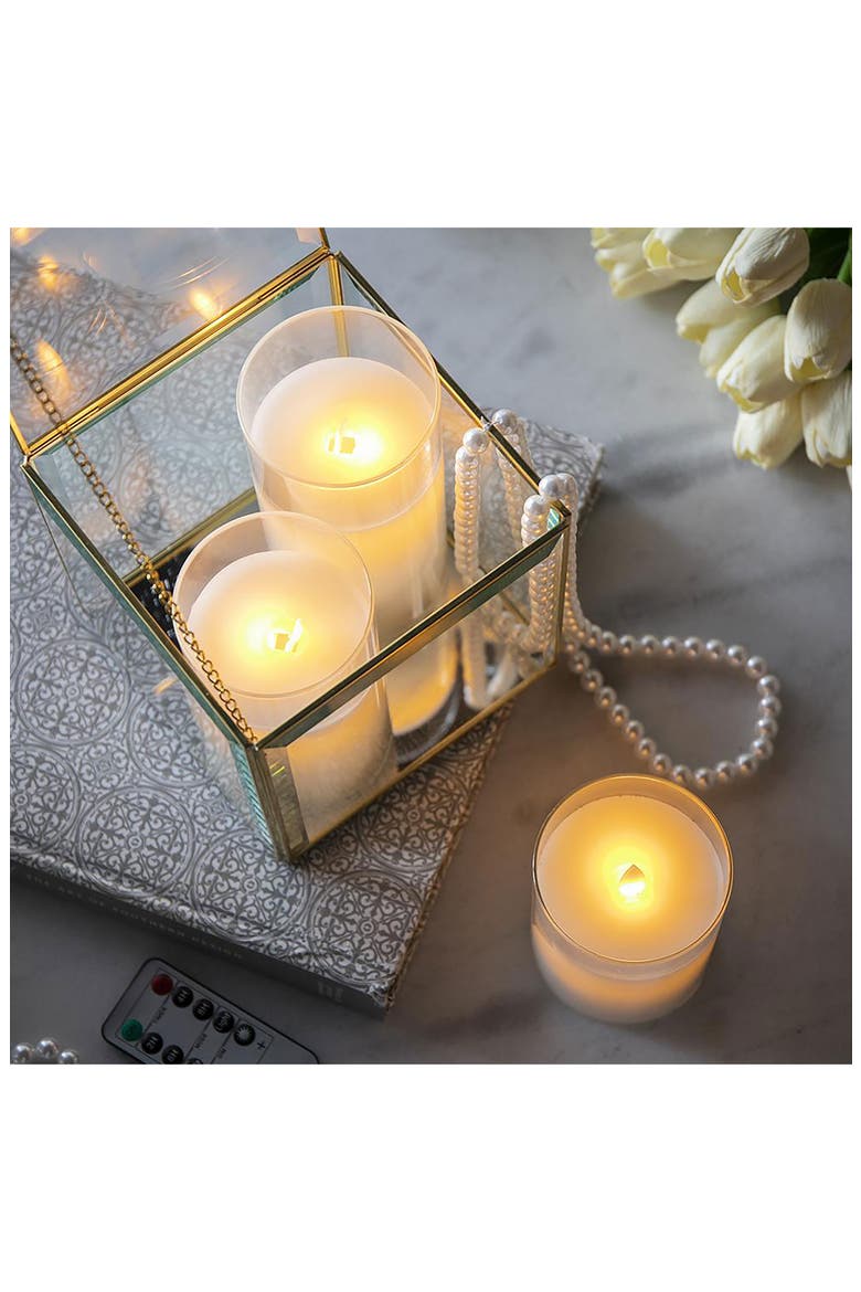 Set of 3 Flameless LED Candles, Alternate, color, WHITE
