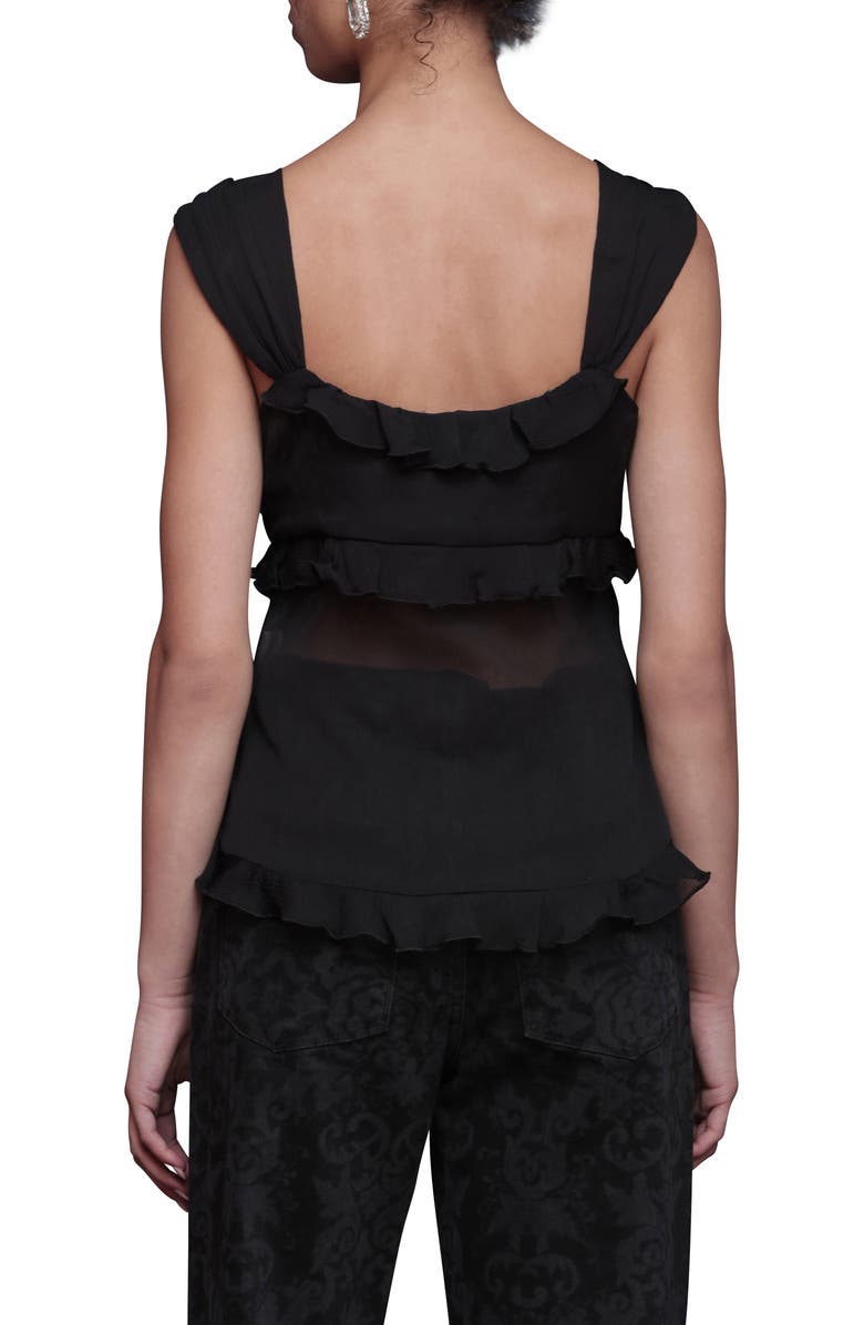 Avec Les Filles Ruffle Sheer Tank, Alternate, color, Black