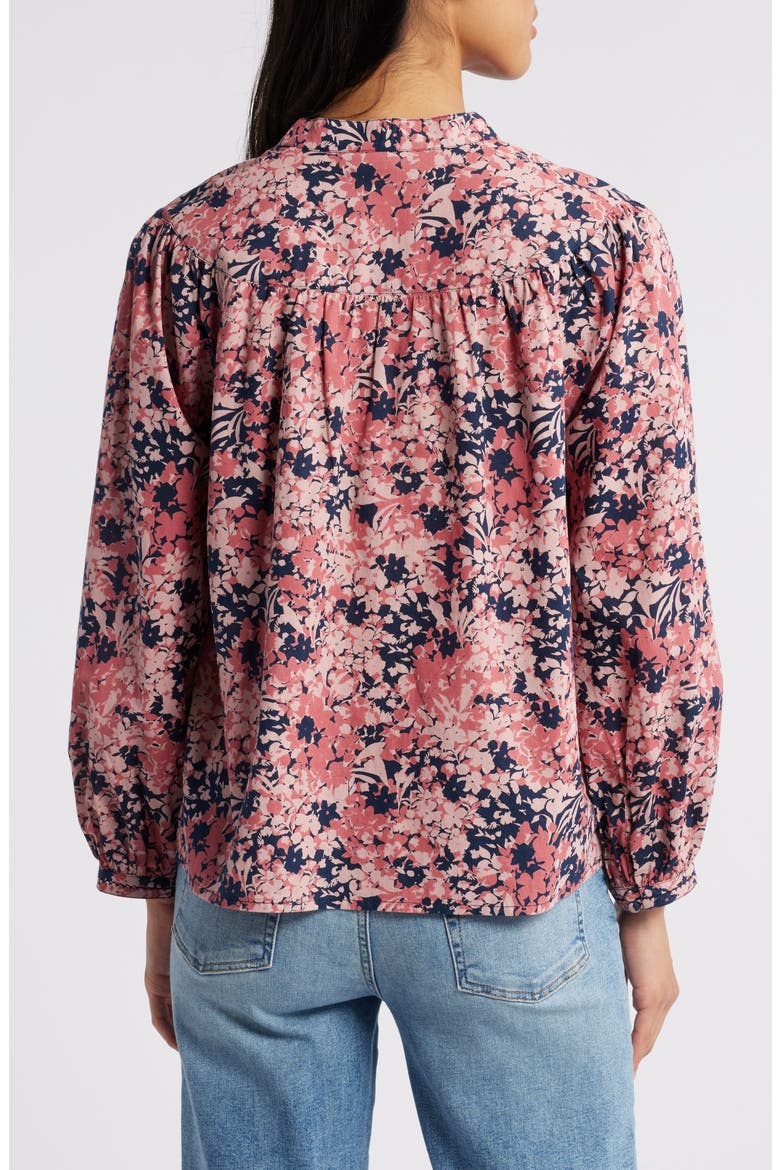 Floral Cotton Split Neck Top, Alternate, color, NAVY- PINK SHADOW FLORAL