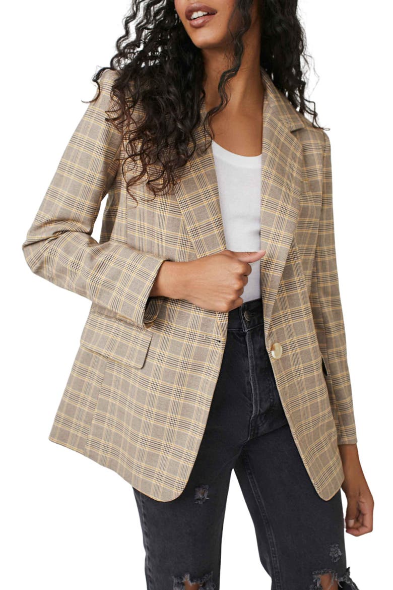 Crosby Plaid Blazer, Main, color, WINTER WHEAT
