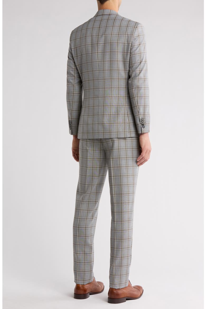 Plaid Khaki Stretch Mélange Suit, Alternate, color, GREY/ KHAKI