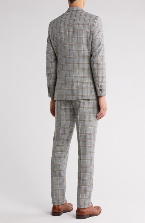 ENGLISH LAUNDRY ENGLISH LAUNDRY PLAID KHAKI STRETCH MÉLANGE SUIT