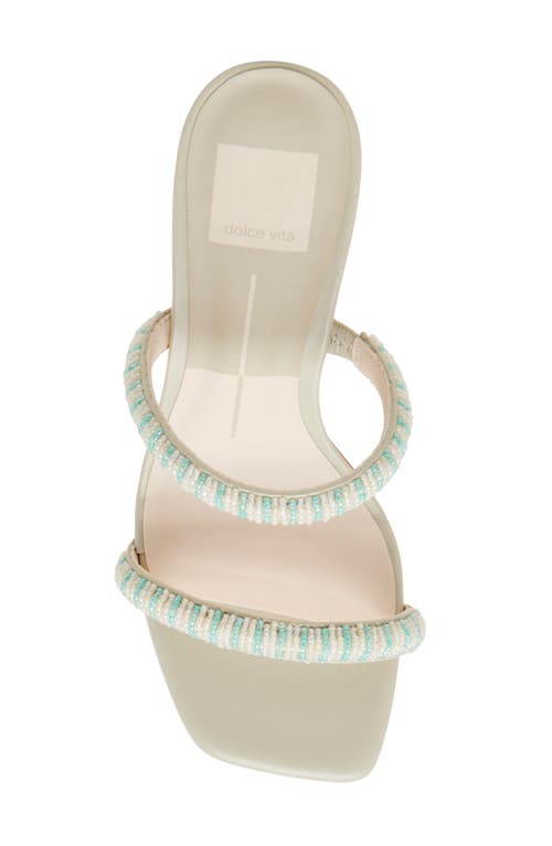 Dolce Vita Nolah Mint Multi Beaded High Heel Slide Sandals In Mint Multi Beads