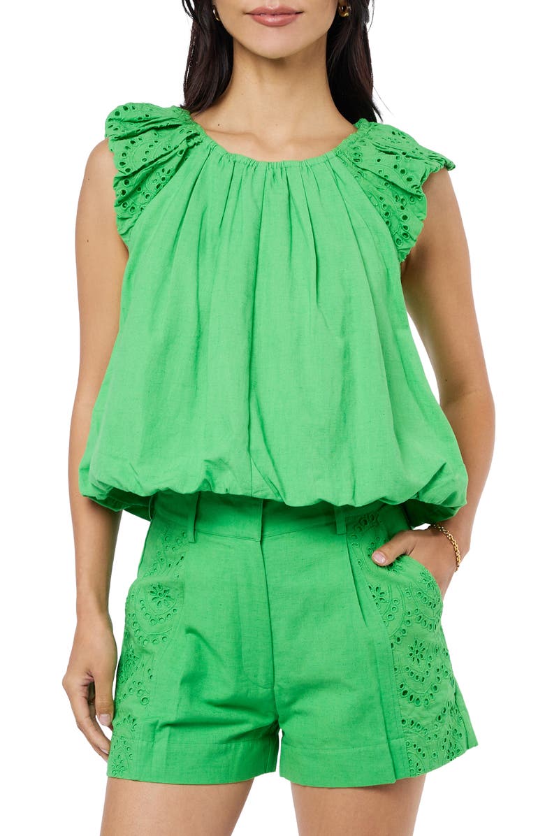 CIEBON Ada Eyelet Embroidery Bubble Hem Shirt, Main, color,