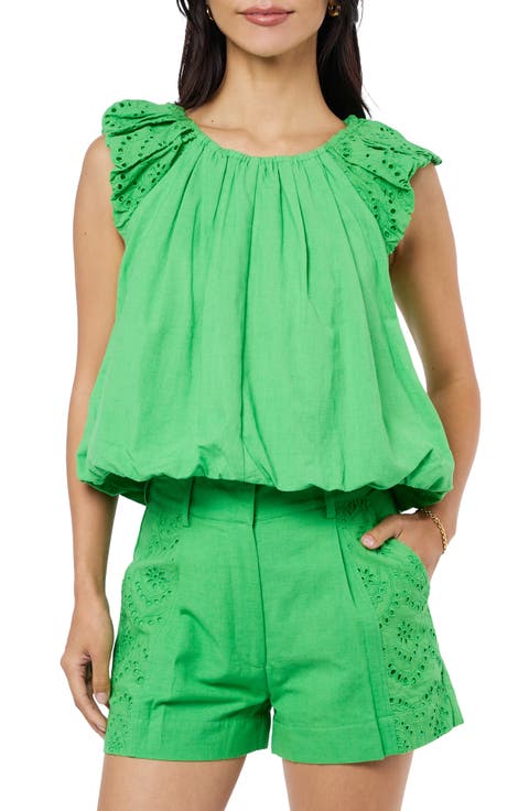 Ada Eyelet Embroidery Bubble Hem Shirt