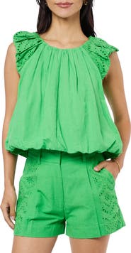 CIEBON Ada Eyelet Embroidery Bubble Hem Shirt