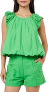 CIEBON Ada Eyelet Embroidery Bubble Hem Shirt