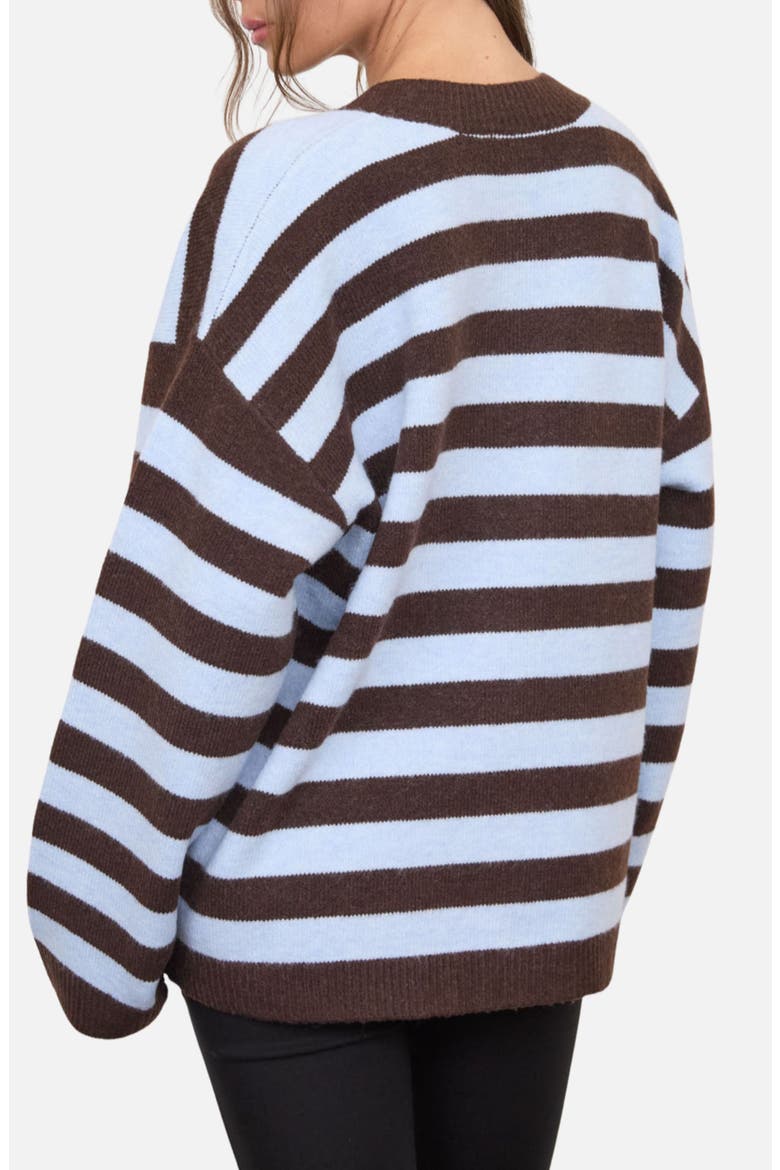 Striped Boxy Cardigan, Alternate, color, DARK BROWN