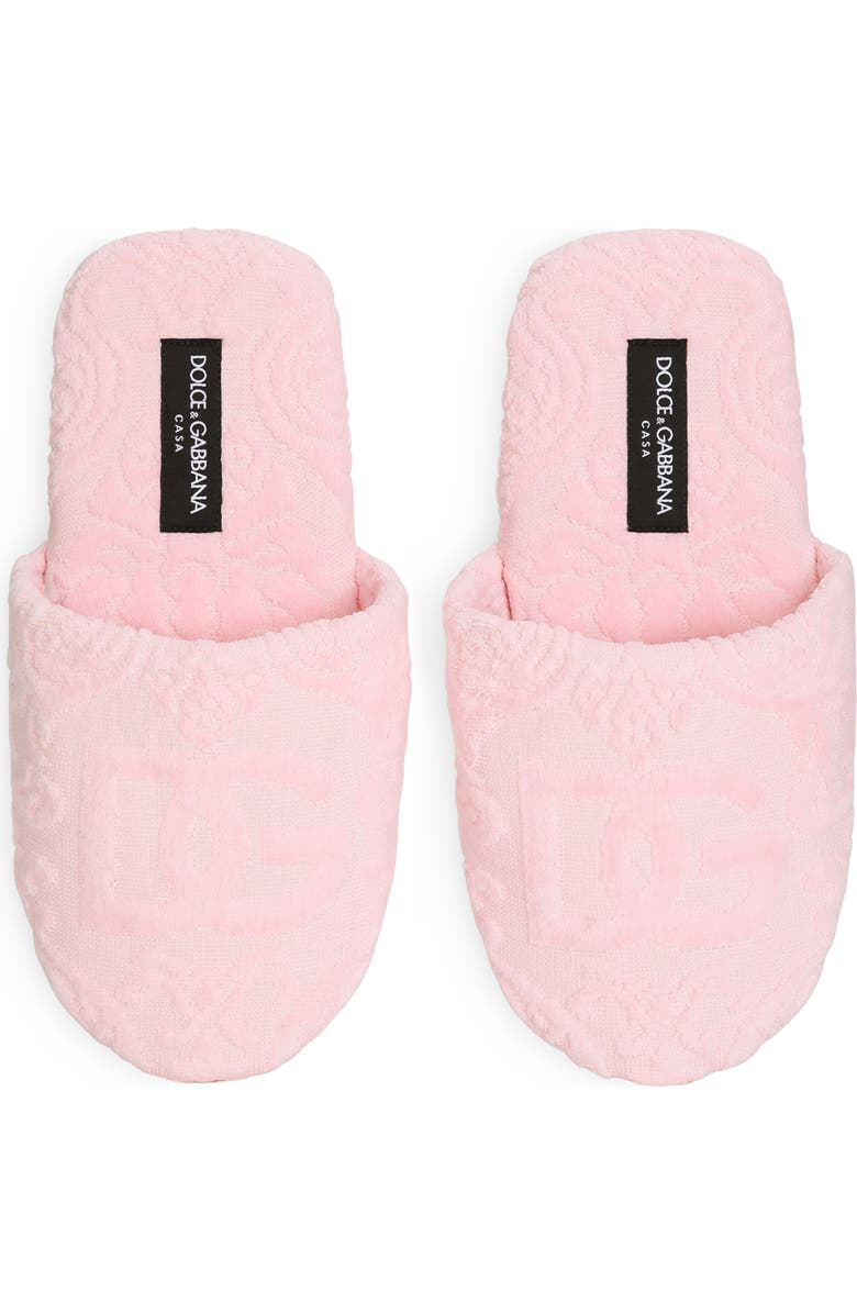 Dolce&Gabbana DG Logo Jacquard Cotton Terry Cloth Scuff Slipper, Alternate, color, Pink