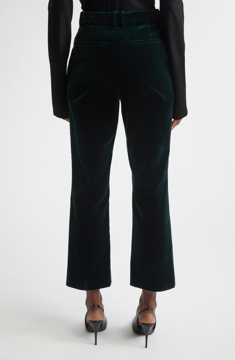 Saint Laurent High Waist Cotton Velour Pants, Alternate, color, Emeraude