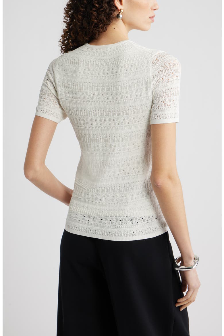 Pointelle Knit Crewneck Sweater, Alternate, color, IVORY TOFU
