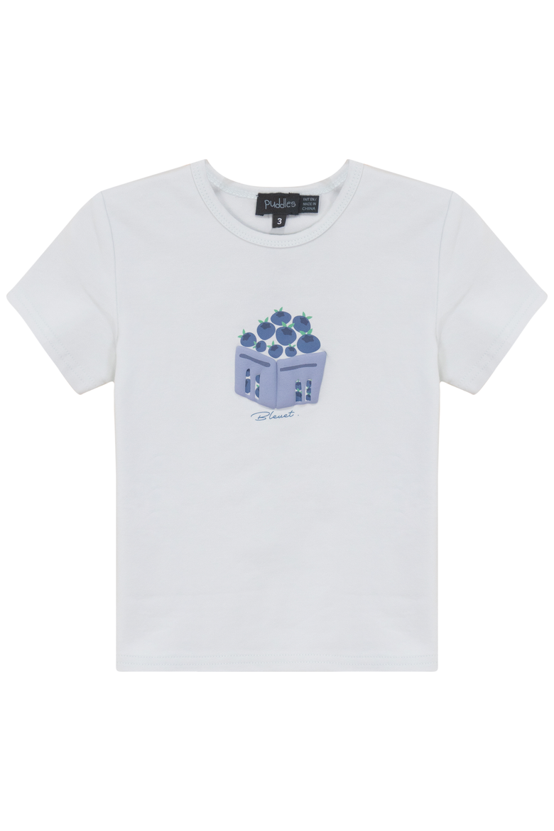 Berry Box Blueberry Artwork Puff Detail T-Shirt, Main, color, Powder Blue