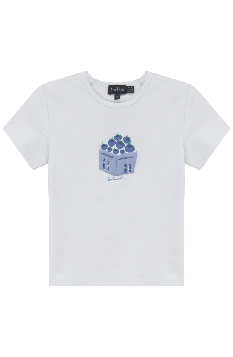 Puddles Berry Box Blueberry Artwork Puff Detail T-Shirt, Main, color, Powder Blue