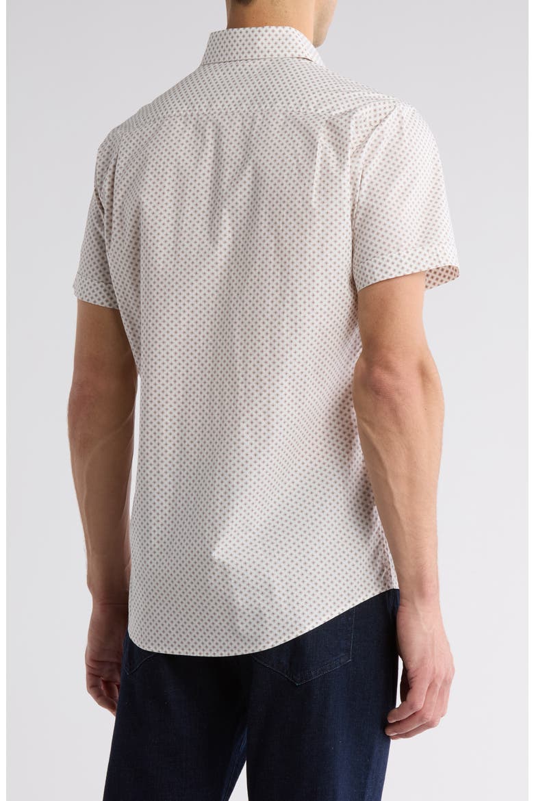 Berwick Forest Short Sleeve Cotton Button-Up Shirt, Alternate, color, FLAMINGO