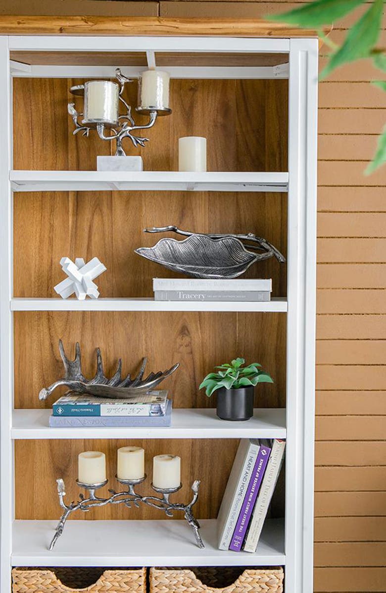 A & B Home Leaf Decorative Bowl, Alternate, color, Nickel