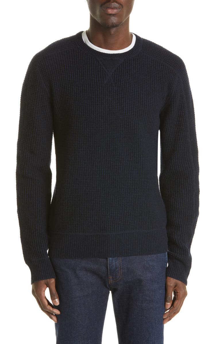 Double RL Men's Waffle Cashmere Crewneck Sweater, Main, color, 