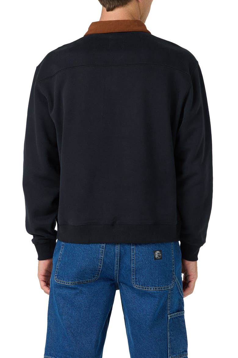 OG Long Sleeve Fleece Rugby Shirt, Alternate, color, BLACK