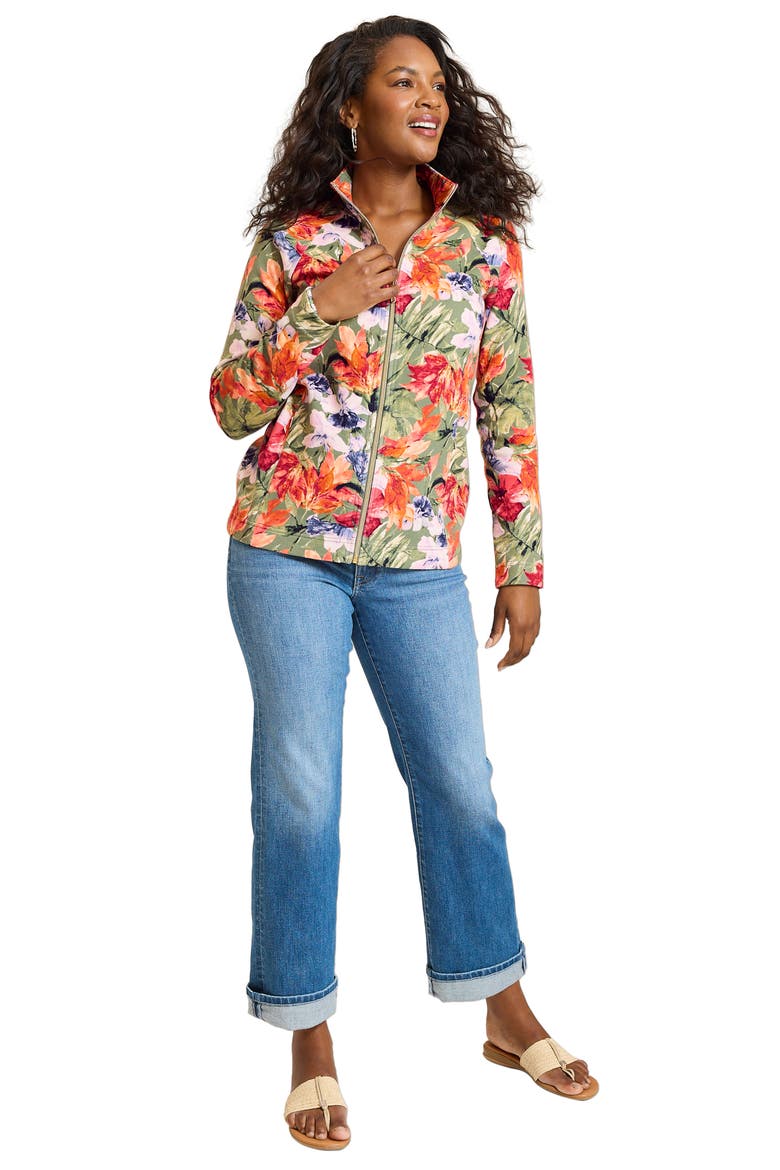 Aruba Island Bloom Full Zip Sweatshirt, Alternate, color, DUSTY SAGE