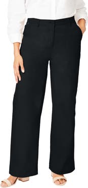Jessica London Stretch Cotton Chino Wide-Leg Trouser