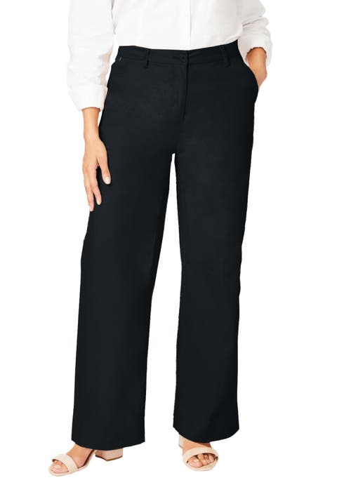 Jessica London Stretch Cotton Chino Wide-Leg Trouser (Plus) (Petite Available)