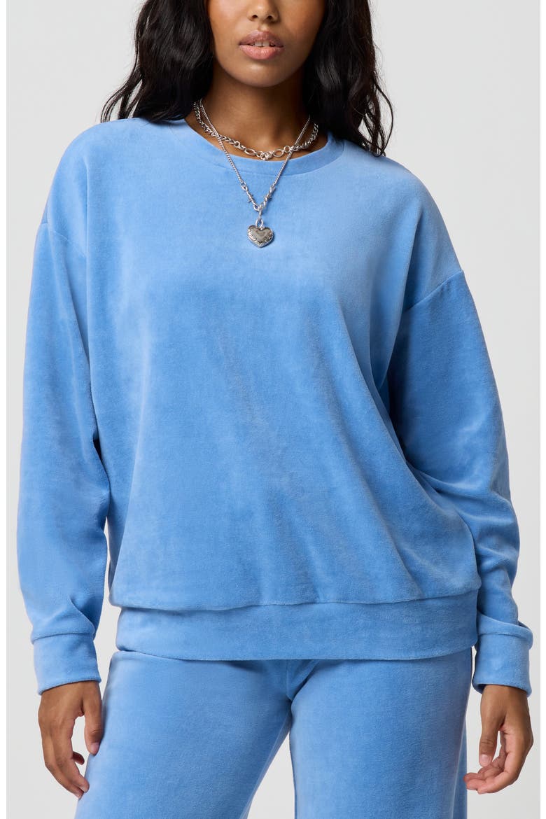 Crewneck Velour Sweatshirt, Main, color, VINTAGE BLUE