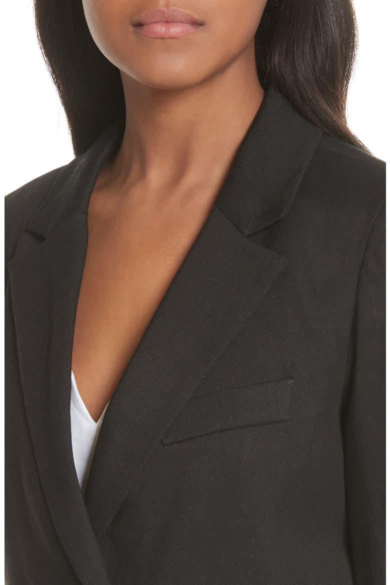 Crop Linen Blend Blazer, Alternate, color, BLACK