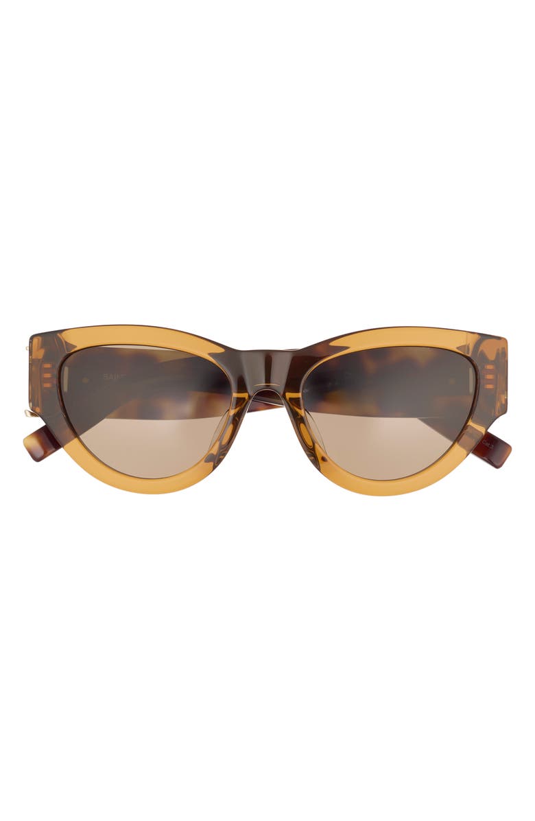Saint Laurent 53mm Cat Eye Sunglasses, Main, color, Brown Havana Brown