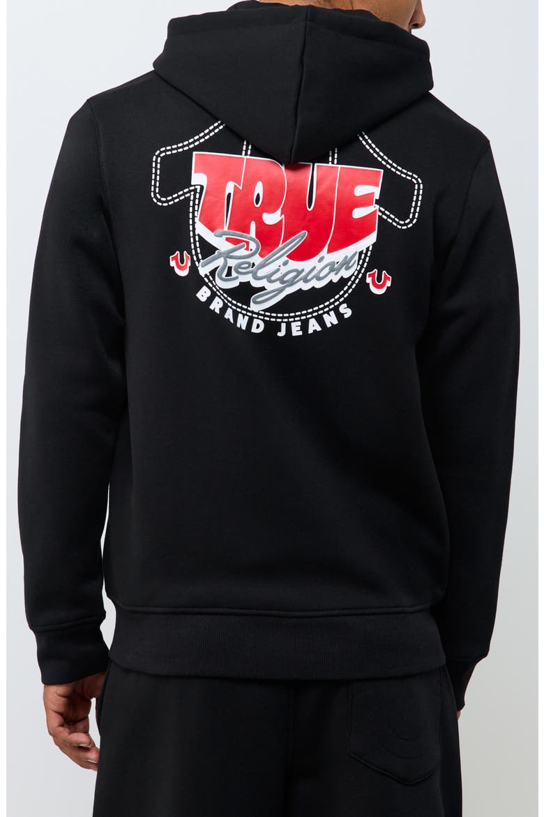 Logo Full Zip Hoodie, Alternate, color, JET BLACK