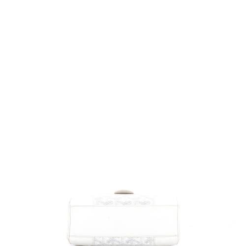 Pre-owned Goyard Goyard Saigon Top Handle Bag Coated Canvas With Leather Mini In White