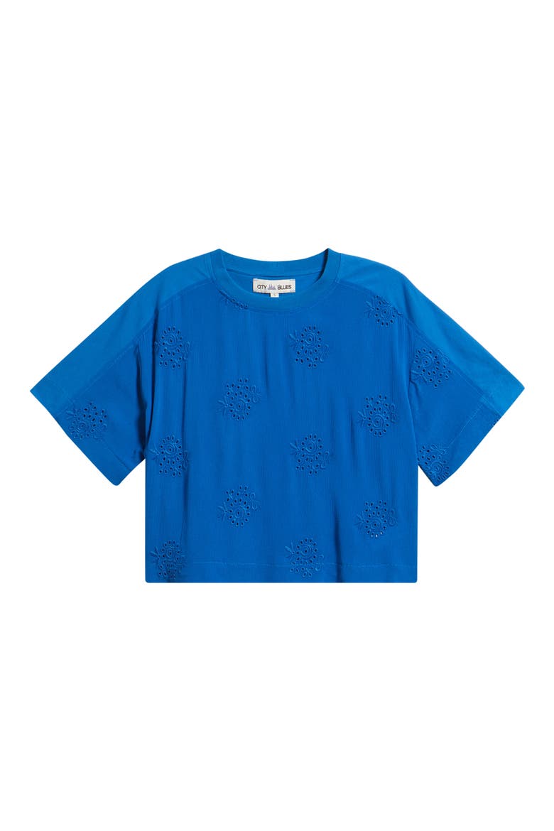 Eyelet Crop T-Shirt, Alternate, color, COBALT