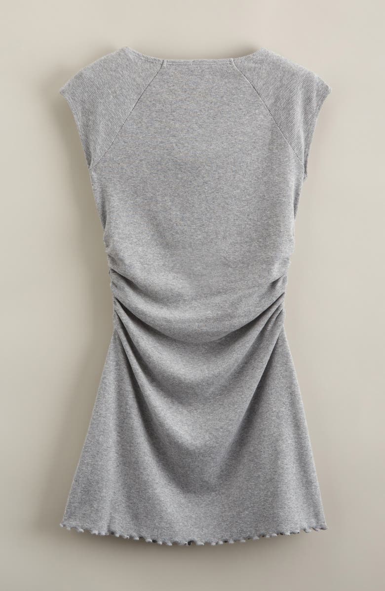 Treasure & Bond Kids' Shirred Cap Sleeve Stretch Cotton Blend Rib Dress, Alternate, color, Grey Heather