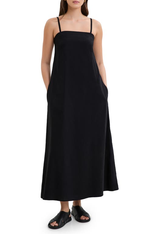 Marcella Aine Cotton & Linen Voile Dress In Black