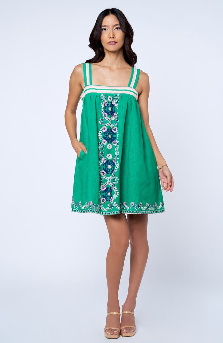 CIEBON Daina Floral A-Line Babydoll Minidress, Alternate, color, Green Multi