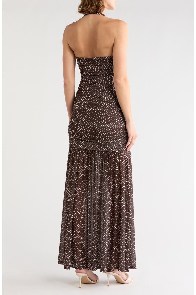 Tyla Halter Maxi Dress, Alternate, color, COCOA DITSY DOTS