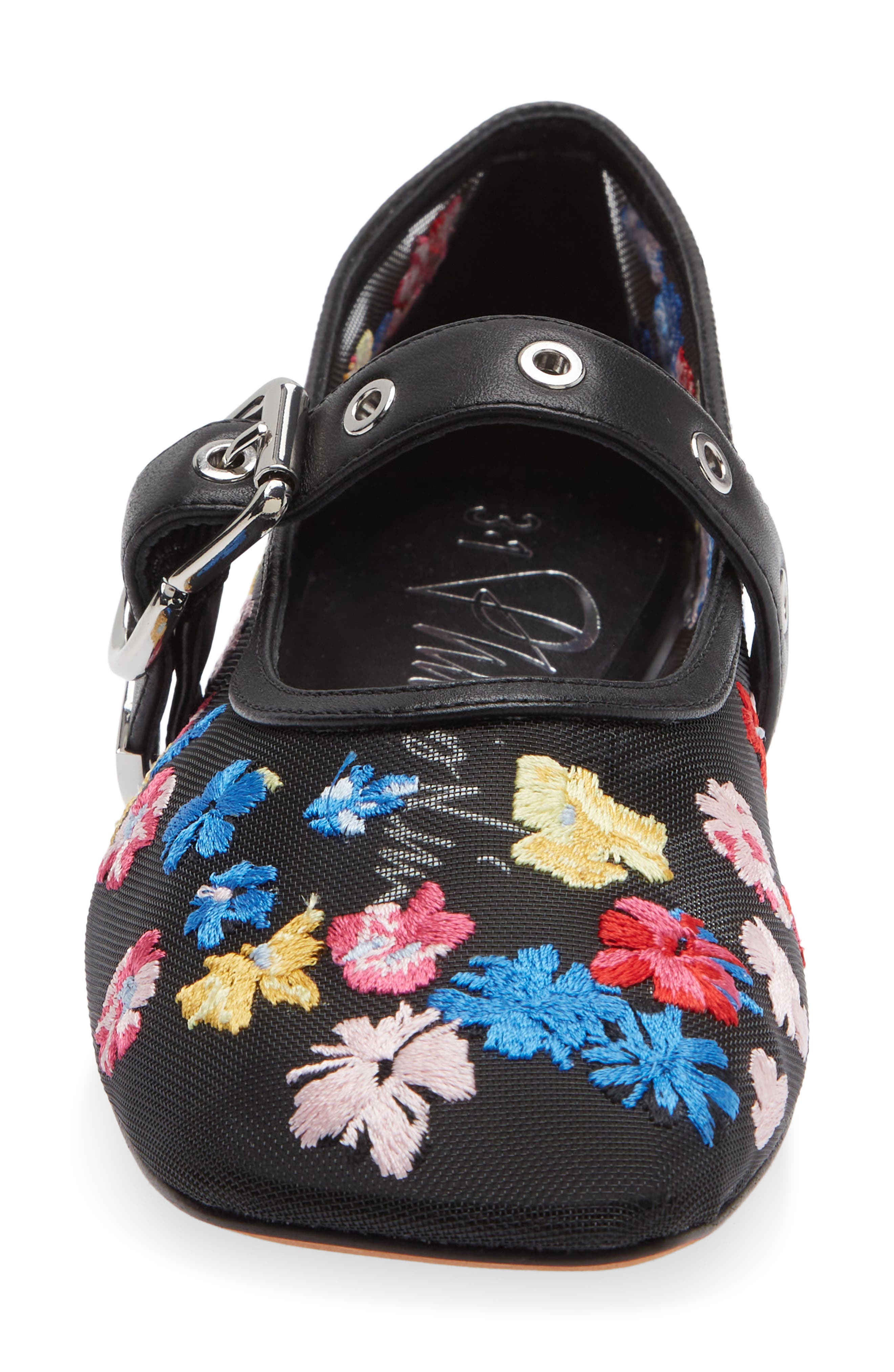 3.1 Phillip Lim Flowerworks Mesh Mary Jane Flat, Alternate, color, Black Multi