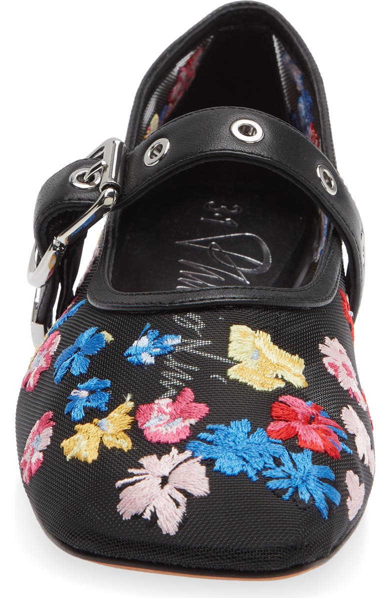 3.1 Phillip Lim Flowerworks Mesh Mary Jane Flat, Alternate, color, Black Multi